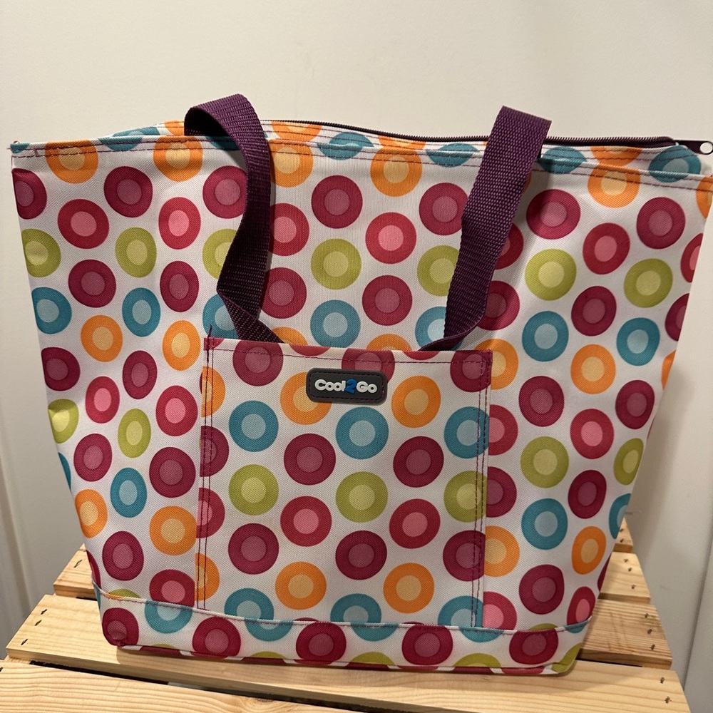NEW Cool2Go Colorful Polka Dot Cooler Insulated Tote Bag - Picture 6 of 7